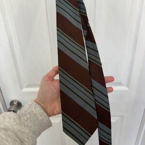 Bronzini Men's Silk Tie Brown Blue Stripes